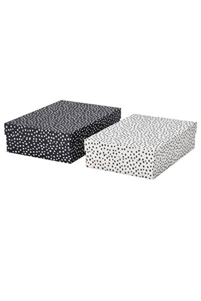 IKEA Rattaren kapaklı kutu, 2'li siyah-beyaz