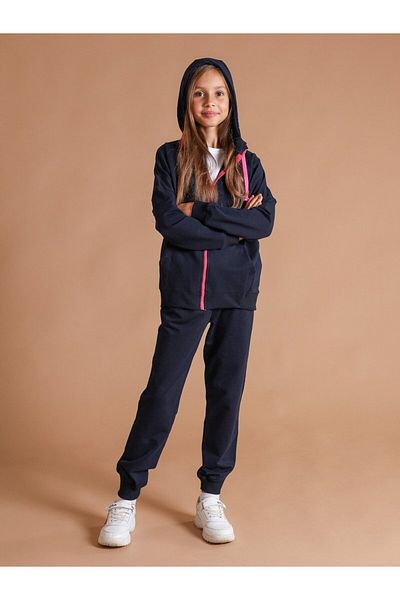 Bumbăcel Girls' tracksuit with elastic cuff and zipper and long sleeves