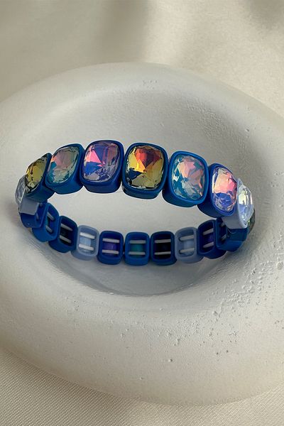 Modex Special Series Colorful Light up Rotating Stone Row Rubber Bracelet