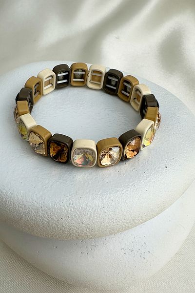 Modex Special Series Colorful Light up Rotating Stone Row Rubber Bracelet