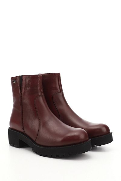 GÖNDERİ(R) Women/Girls Burgundy Antique Zippered Thick Heeled Genuine Leather Boots