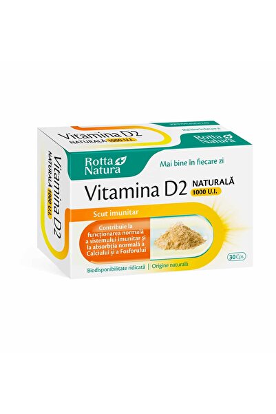 Rotta Natura Vitamina D2 naturală, 1000 UI, 30 capsule, Rotta Natura