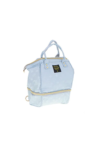 OEM Baby Bag, For Bottles and Diapers, 5 Pockets, Textile, Light Blue, Gold