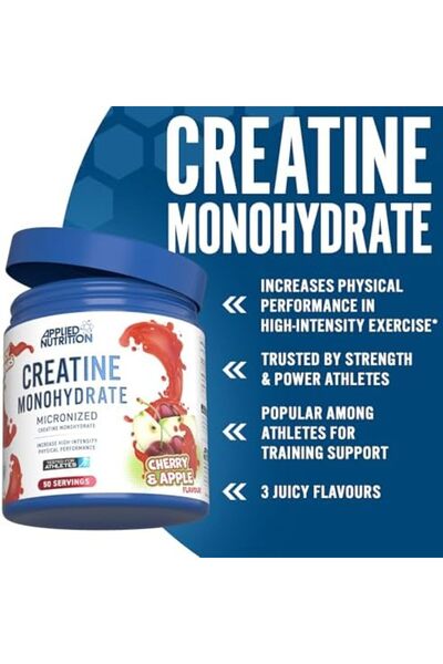 applied nutrition Micronized Creatine Monohydrate Powder, Cherry & Apple Flavor, 250g – 50 Serving