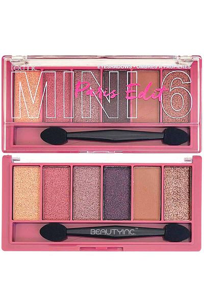 TECHNIC Paris Edit eyeshadow palette, 6 colors, includes brush, multicolor