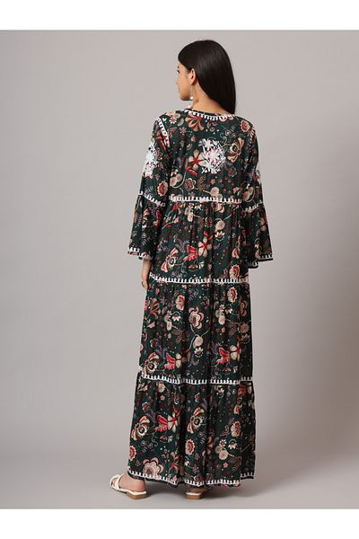 alaya Hand Embroidered Chikankari A-Line Gathering Pattern Mulmul Cotton Jalabiya-AL3673