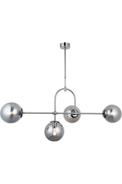 NZL Lighting Portual 4'lü Krom Avize Camlı Avize Oturma Odası Avize Oturma Od...