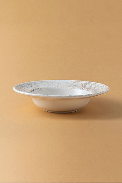 RUBİ PORSELEN Antico Zest Porcelain Self Patterned Pit Pasta Plate – Set of 2