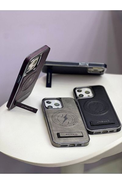 GENERAL iPhone 15 ProMax Case - Premium Leather Case With Kick Stand, MagSafe Compatible, Full Protection
