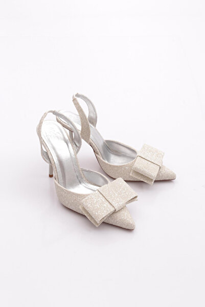 DGN 4548 Дамски обувки с висок ток и панделка