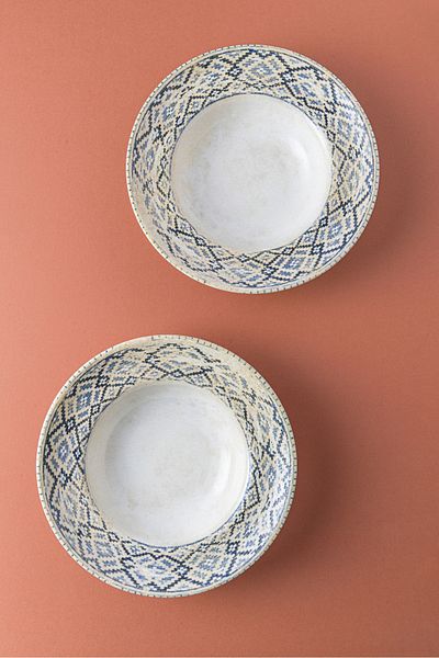 RUBİ PORSELEN Rug Zest Porcelain Self Patterned Pit Pasta Plate – Set of 2