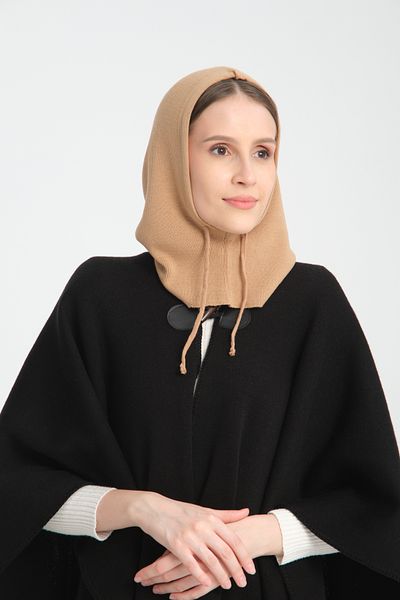 T Crazy T-Crazy Knitwear Thin Woven Balaclava Ribbed Knitwear Knitted Hooded Beanie, Hijab Beanie Knitwear Headgear