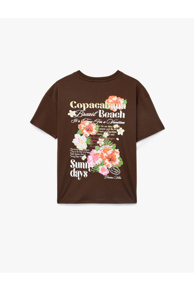 Koton Short Sleeve Crew Neck Cotton Back Printed Oversize T-Shirt