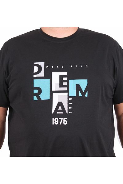 Starbattal Men's Plus Size Crew Neck T-Shirt Dream 25183 Black