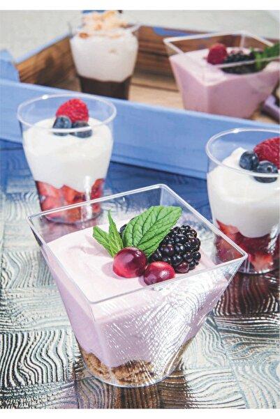 shop 60cc Mika Kübik Magnolia Bardağı Prizma Tatlı Kasesi Sunum Kabı Üçgen 50 adet Tatlı Meze&Salata