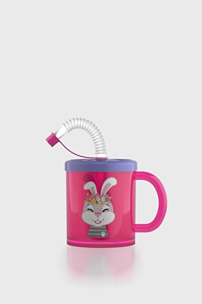 Renga Ruby Rabbit Patterned 210 ml Pp Baby Cup with Straw and Handle 142003 Pink-Purple