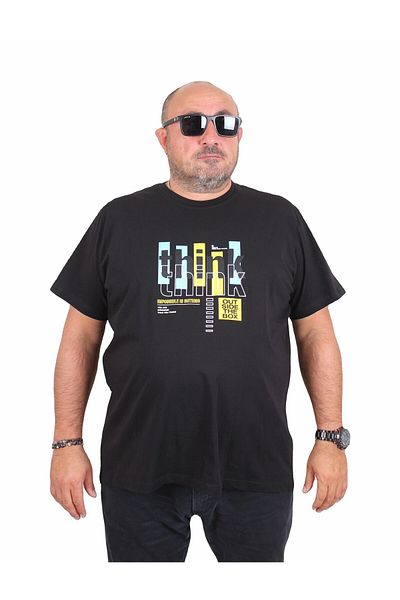 Starbattal Men's Plus Size Crew Neck T-Shirt Think 25184 Black