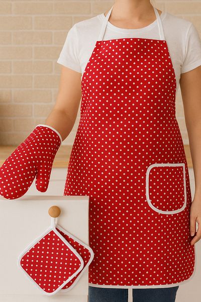 Pilloveland Set of 3 Kitchen Aprons - Waterproof Apron - 2-Piece Handle - Oven Gloves