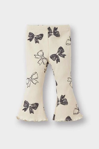 DeFacto Bow Pattern Sweatshirt Spanish Leggings Ecru Baby Girl Bottom-Top Set F0508A5/Er99