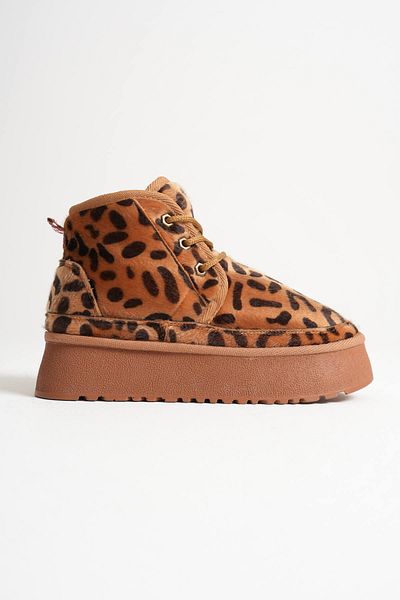 Zerenyus Elena Premium Women's Winter Fur Lined Thick Sole Leopard Pattern Boots