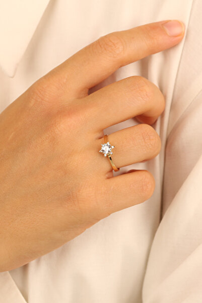 Çgk Çiğdem Gürel Kuyumculuk 8 Ayar Altın Lotus Çiçeği Tektaş Yüzük – Kadın, I...