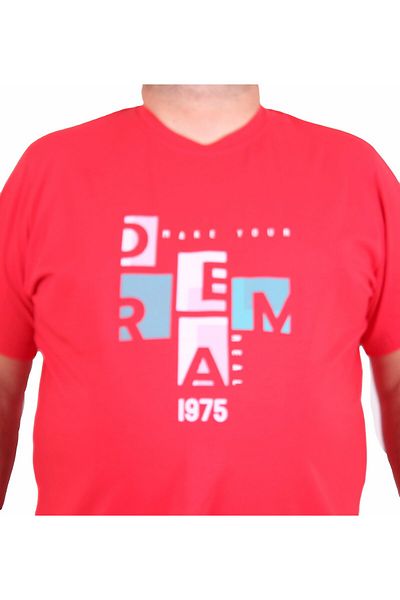 Starbattal Men's Plus Size Crew Neck T-Shirt Dream 25183 Red