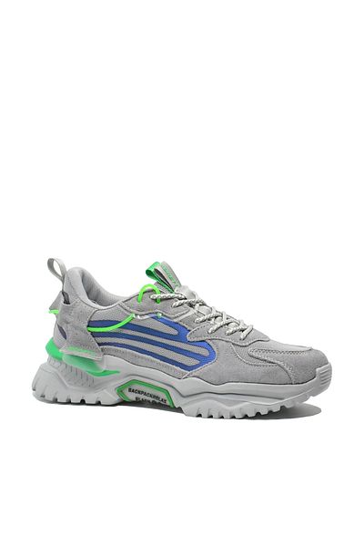 GORETTI Men's Sneakers Grey with Green Accent