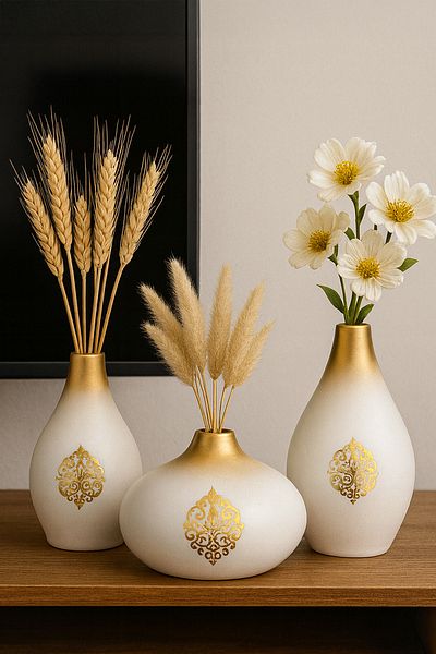 Hmydesign Regalia Handmade Decorative Ceramic Set of 3 Vase