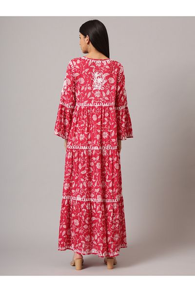 alaya Hand Embroidered Chikankari A-Line Gathering Pattern Mulmul Cotton Jalabiya-AL3673