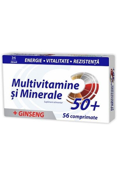 Zdrovit Multivitamine si Minerale cu Ginseng 50+, 56 comprimate,