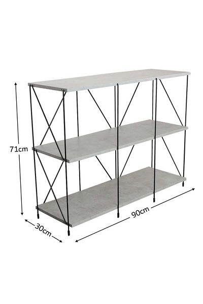 BAITY 3-Tier Wooden Malaysian Console Table - Grey
