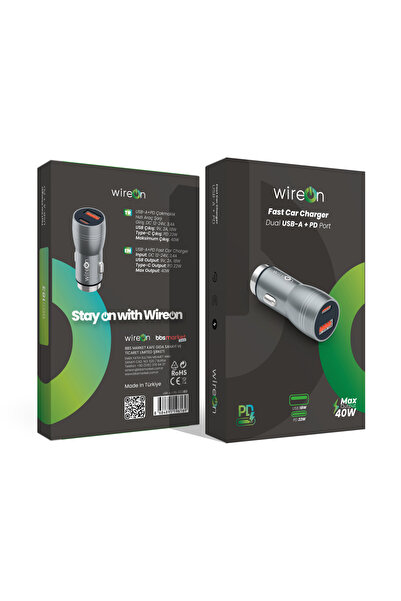 Wireon USB-A + Type-C PD Çakmaklık Hızlı Araç Şarj Cihazı – Dual Port