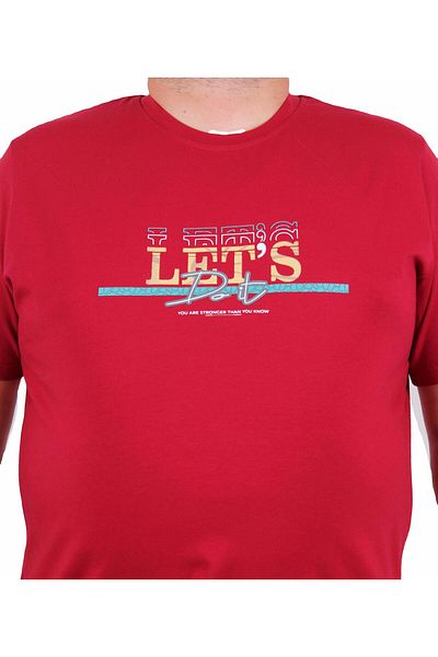 Starbattal Men's Plus Size Crew Neck T-Shirt Let's Do It 25186 Maroon