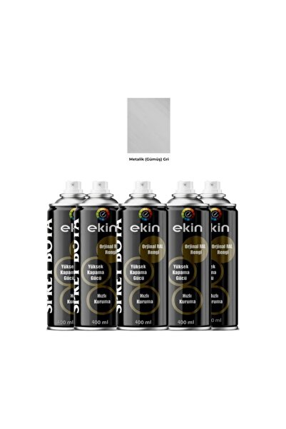 Ekin Boya Metalik Gümüş Gri Sprey Boya 400 ml - 5 Adet