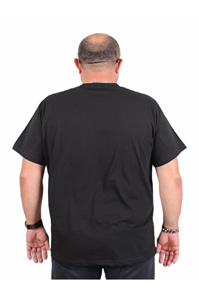 Starbattal Men's Plus Size Crew Neck T-Shirt Alive 25187 Black