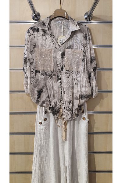 Park Moda Italian Shirt Sequin Detailed Authentic Pattern