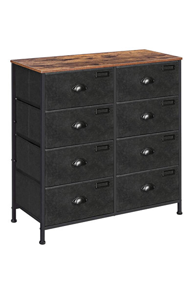 SONGMICS Comodă cu cadru metalic și 8 sertare din material textil, stil industrial, 80x30x82cm
