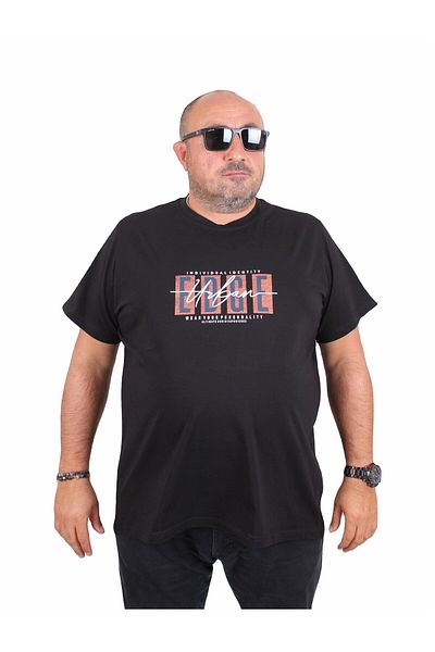 Starbattal Men's Plus Size Crew Neck T-Shirt Edge 25190 Black