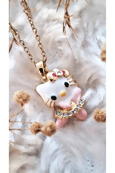 Serenity قلادة من الفولاذ الذهبي مع شكل راقصة الباليه هالو كيتي