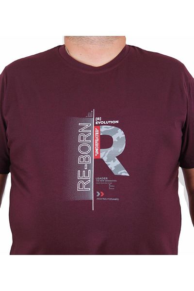 Starbattal Men's Plus Size Crew Neck T-Shirt Re-Born 25185 Murdum