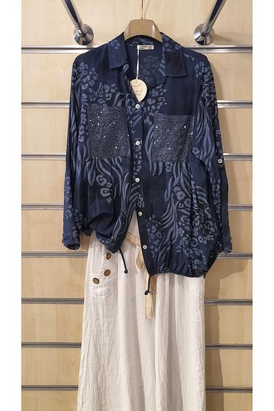 Park Moda Italian Shirt Sequin Detailed Authentic Pattern