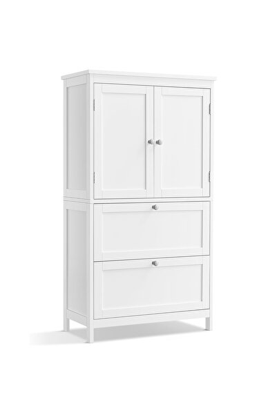 VASAGLE Dulap de baie, MDF, cu 2 sertare și 2 uși, raft reglabil, 30x60x110cm, alb