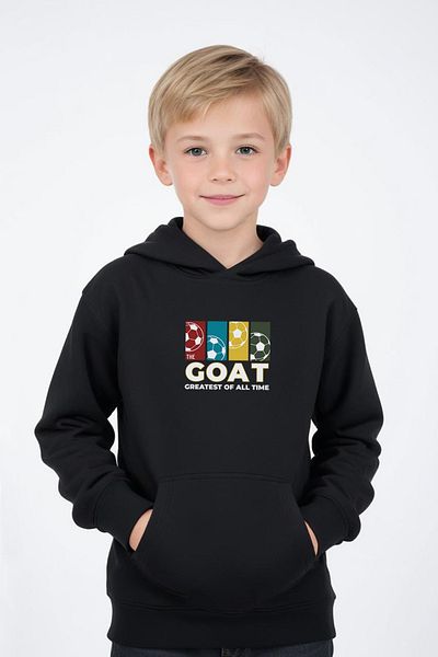 panios kids Boy's Sweatshirt with Hood, Kangaroo Pocket and Goat Print Details