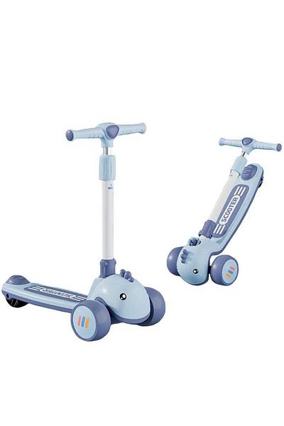 Toybox Toy Box Kids Scooter, Smart Kick Scooter with Foldable Height Adjustable Handle, Age 2-13 Blue