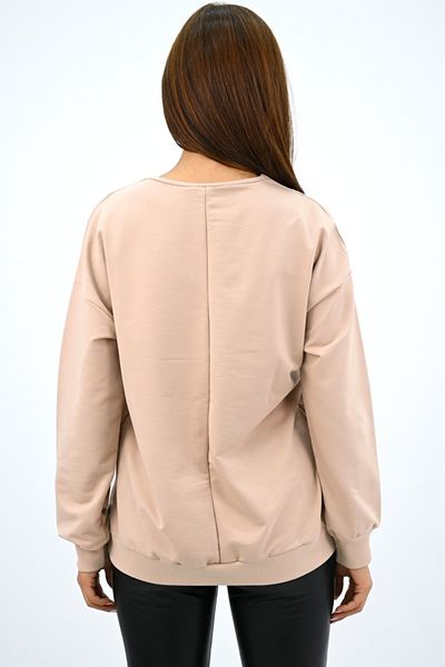 FashionForYou AmaDeeA women's blouse, long sleeves with dropped shoulders and metallic details, Cream, M