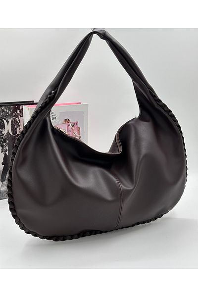 Elanore Bitter Brown Plain Leather Retro Bttg Women's Shoulder Bag