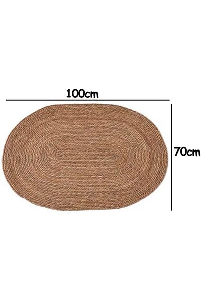 genric FFD Handmade Indian Braided Jute Rug - Natural Oval Area Rug for Boho Home Decor - Vintage