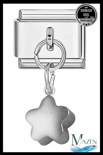 MAZEN Steel Clover Charm |   Italian Bracelet Compatible |   Italian Charm Women's Jewelry Accessory