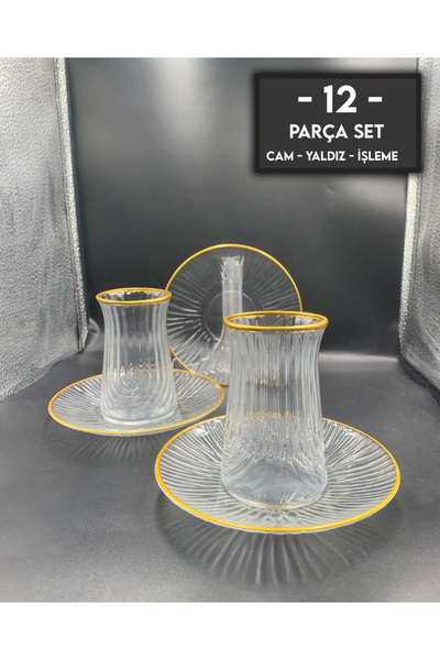 gkzglass home dekor New Year Elysia Rhe Gilded 12 Piece Luxury Tea Set New Product