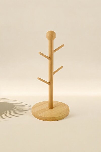 Akkoyunlu home Bambu Tezgah Üstü Fincan Ve Kupa Askısı Mutfak Düzenleyici Fincan Kupa Stantı Askı